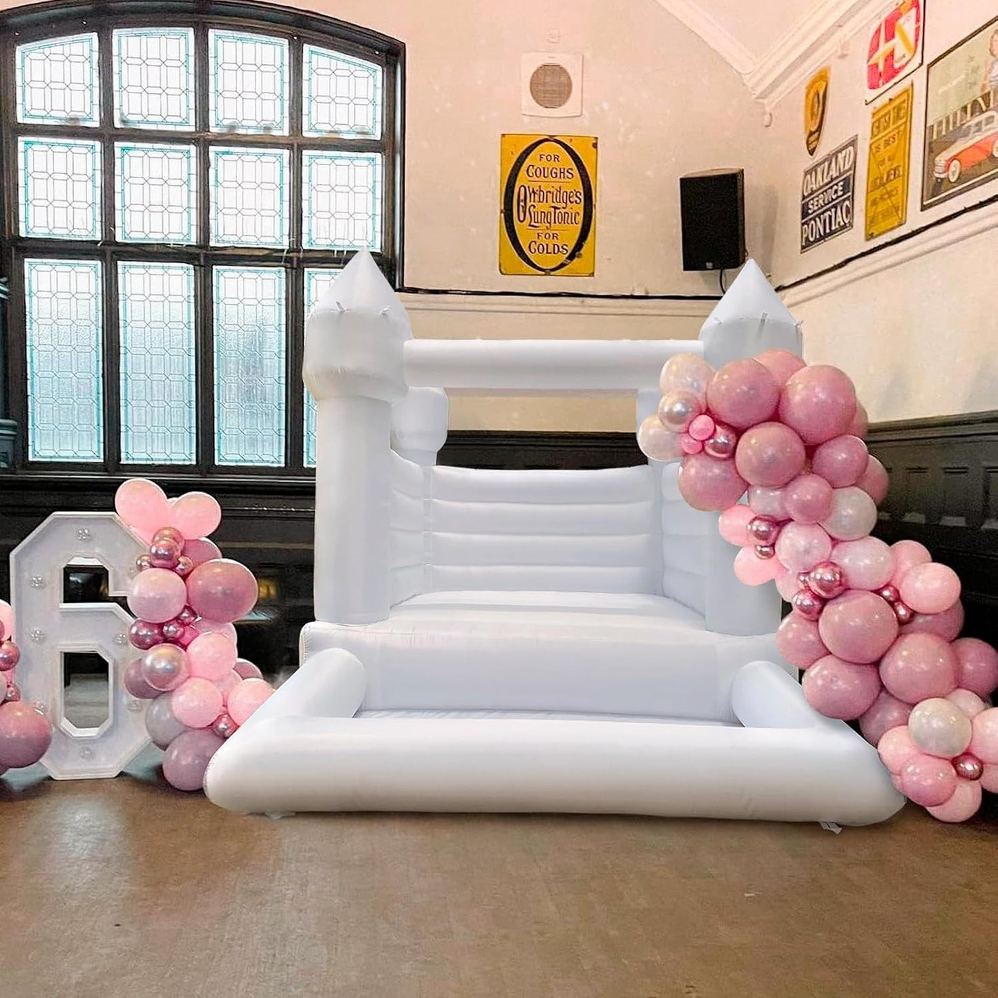 10x8x8ft Oxford White Bounce House With Ball Pit & Air Blower For Kids Party