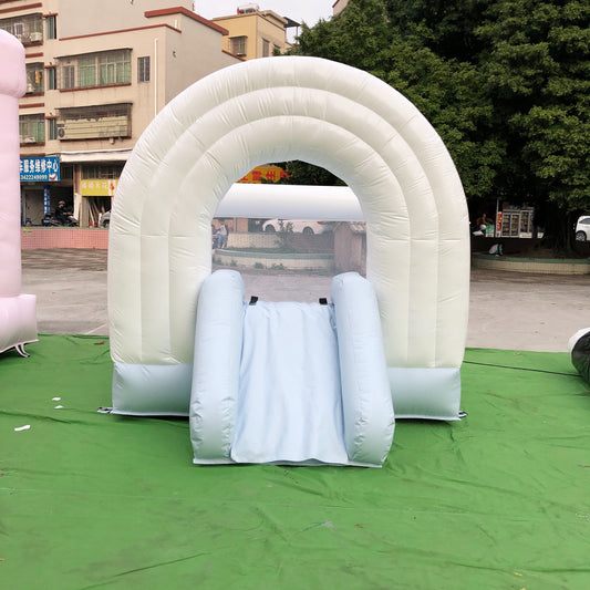 White And Blue Rainbow Bounce House